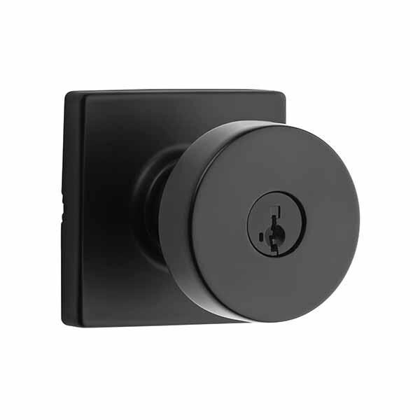 Kwikset: SC1  Pismo Entry Door Knob with Square Rose / Iron Black  / with SmartKey Technology